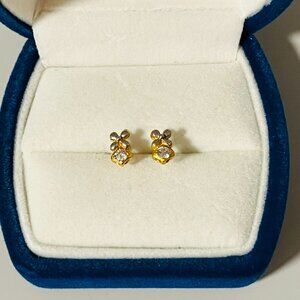 Vintage Two-Tone Gold Floral Stud Earrings • Estate • Non-Magnetic